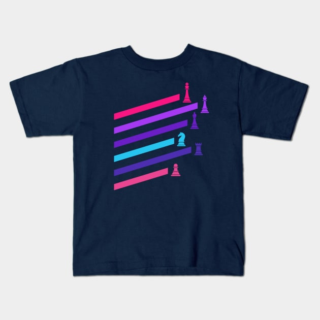 Cyberpunk Neon Chess Pieces Kids T-Shirt by pixeptional